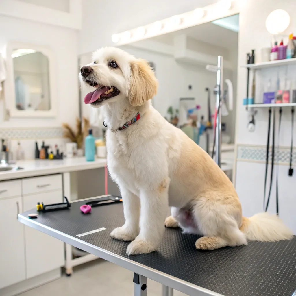 Well-groomed dog at pet salon